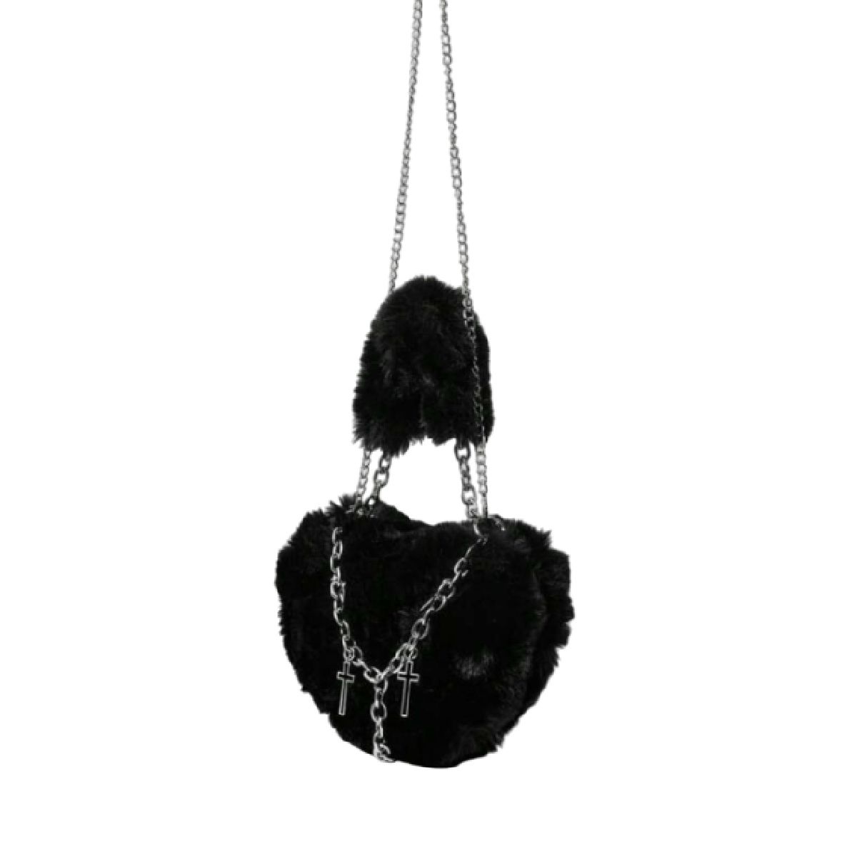 Bolso de Peluche con Cadena de Cruces