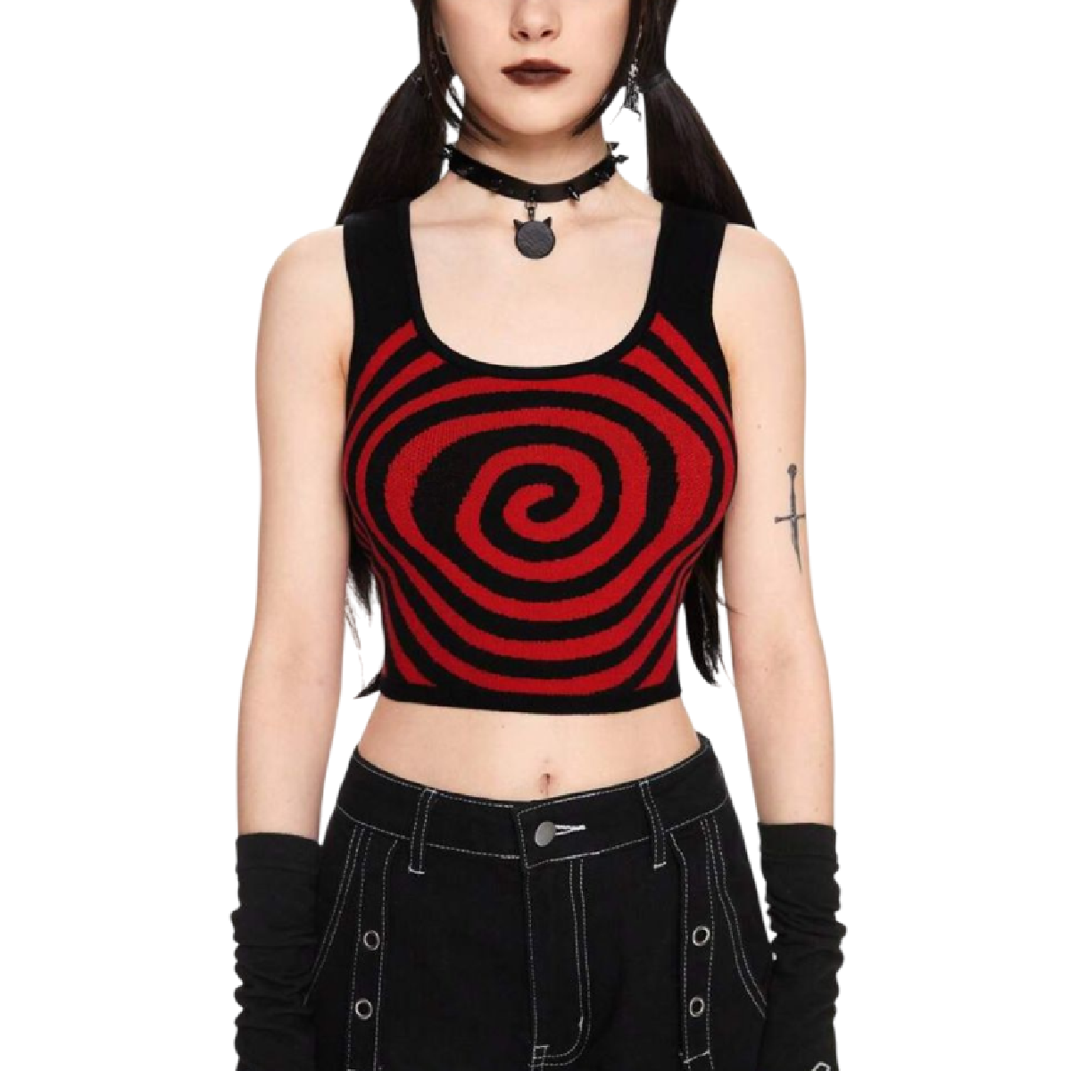 Top de estilo gotico de rayas negras