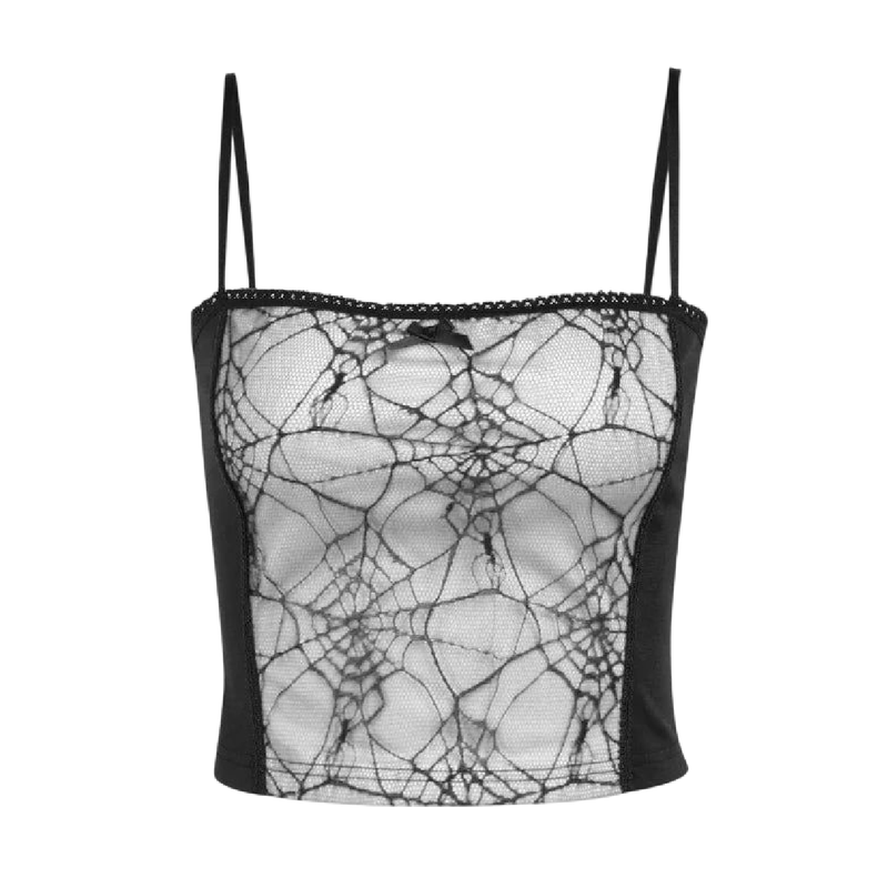 Top estilo mesh con diseño de telaraña