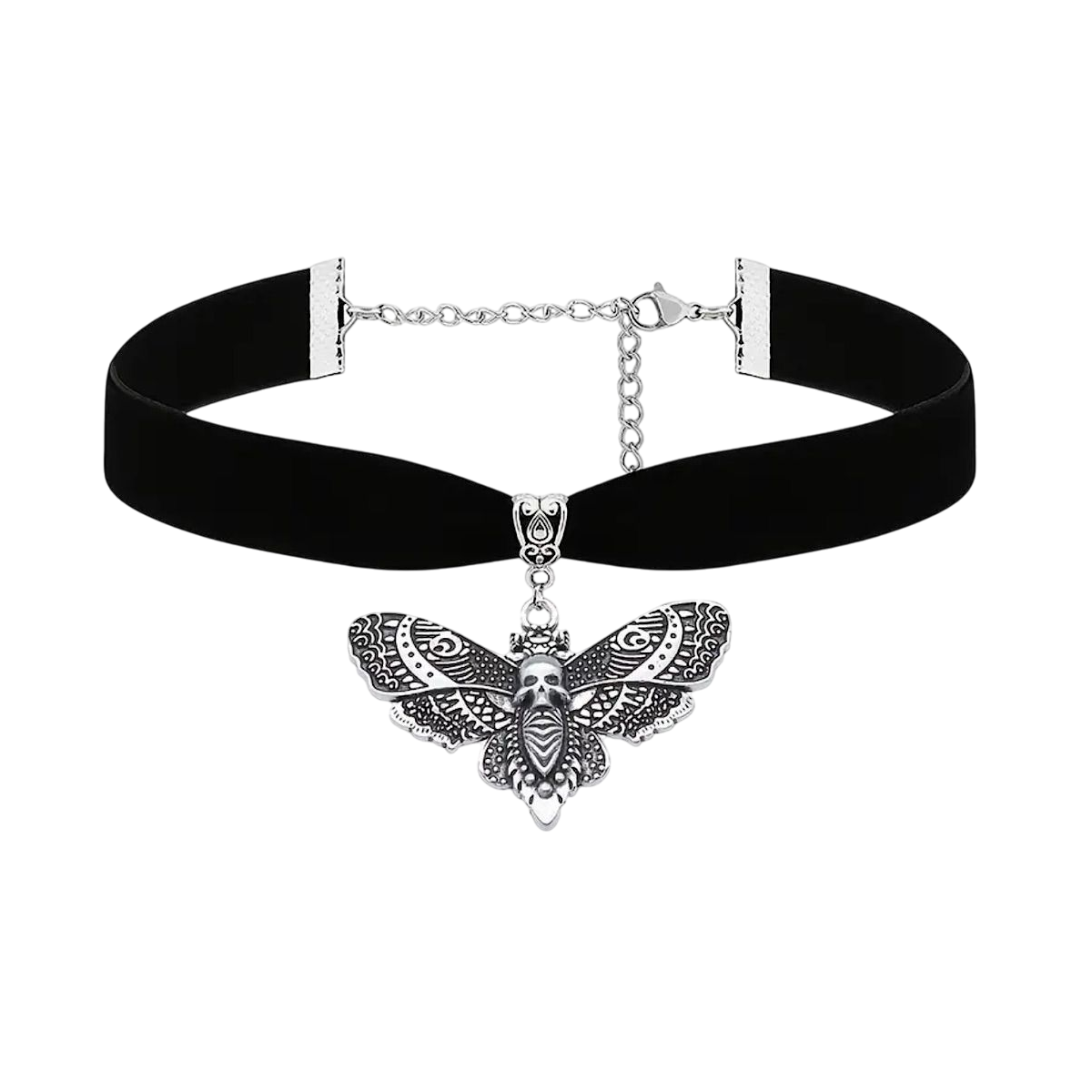 Choker de terciopelo con dije de polilla gótica