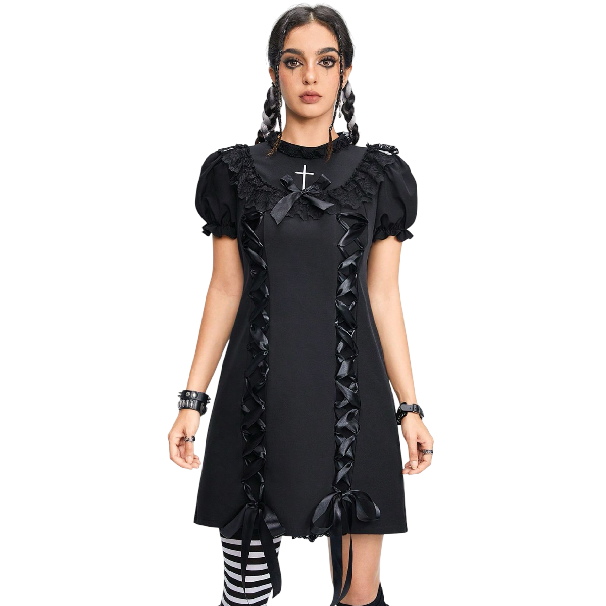 Vestido gótico con cintas laterales