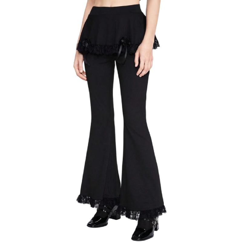 Pantalón acampanado con sobrefalda integrada