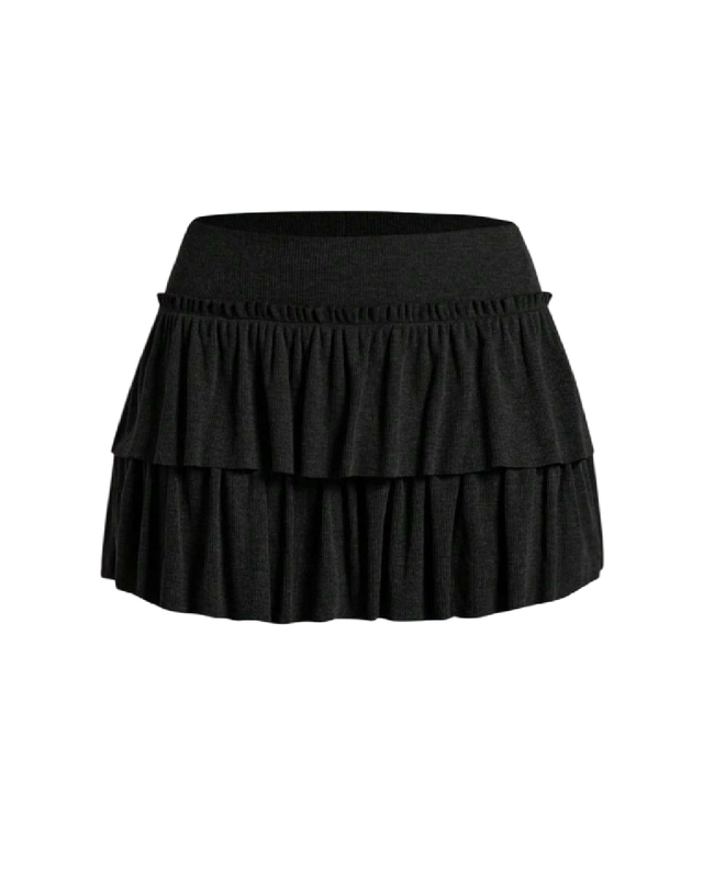 Falda de cintura alta con pliegues