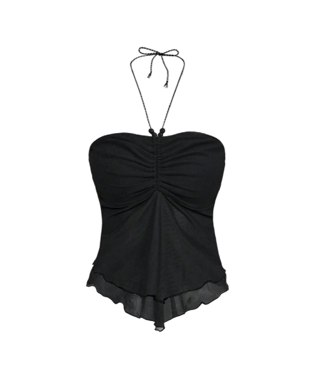 Top sin mangas con cuello halter y pliegues
