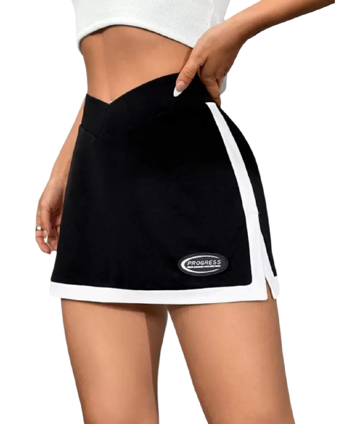 Falda estilo tenis negra con costuras blancas