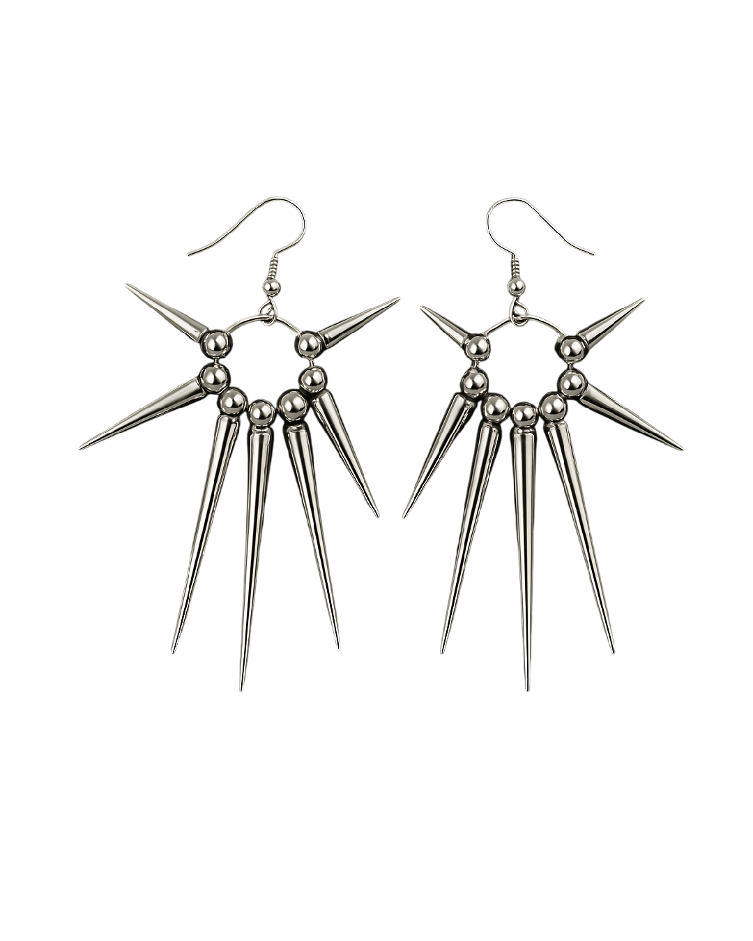 Aretes redondos con púas de diferentes tamaños