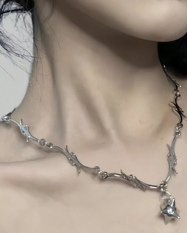 Collar de ondas metálicas – estilo cyber