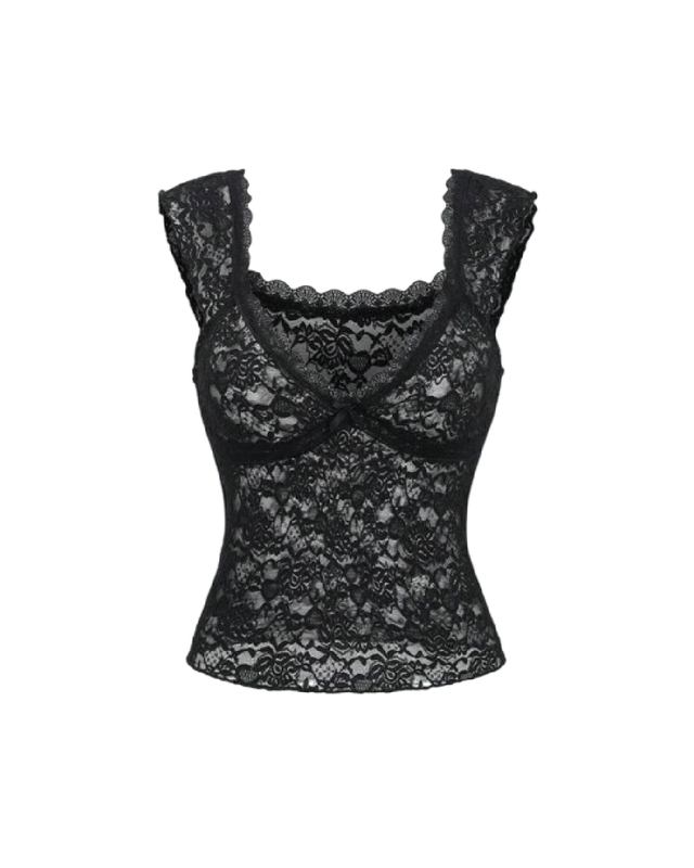 Top de encaje con cuello en V