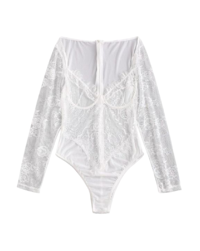 Body blanco de encaje con varillas