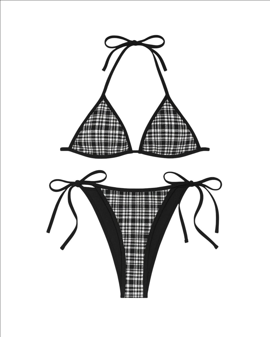 Bikini de cuadros elegante de 2 piezas