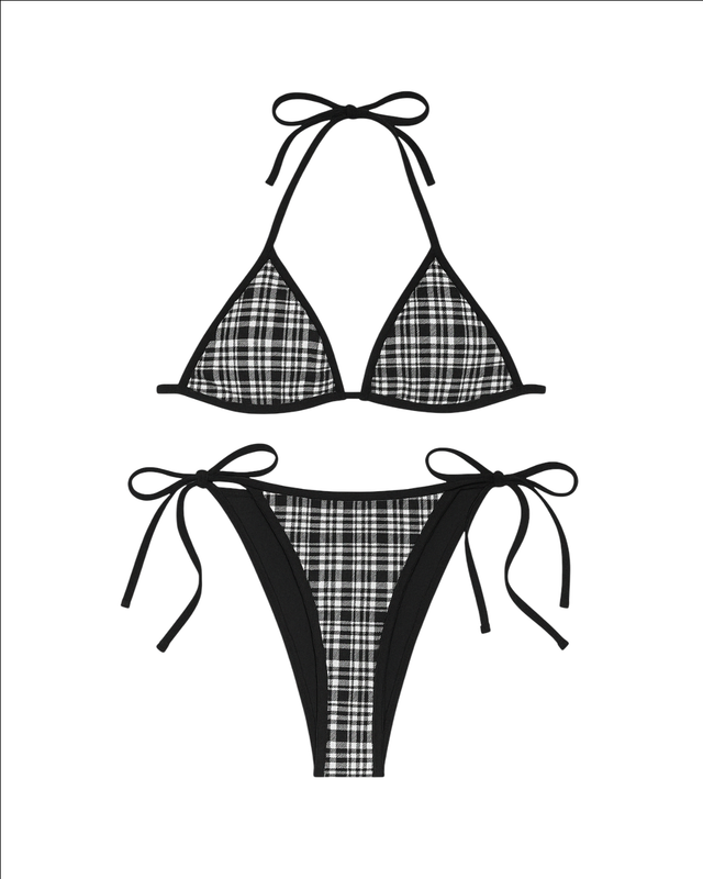 Bikini de cuadros elegante de 2 piezas