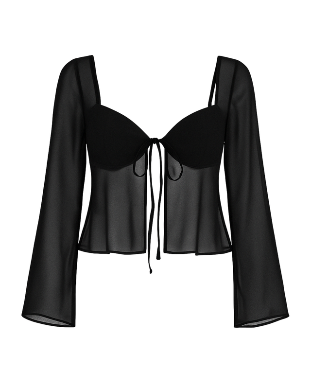 Top mesh manga larga