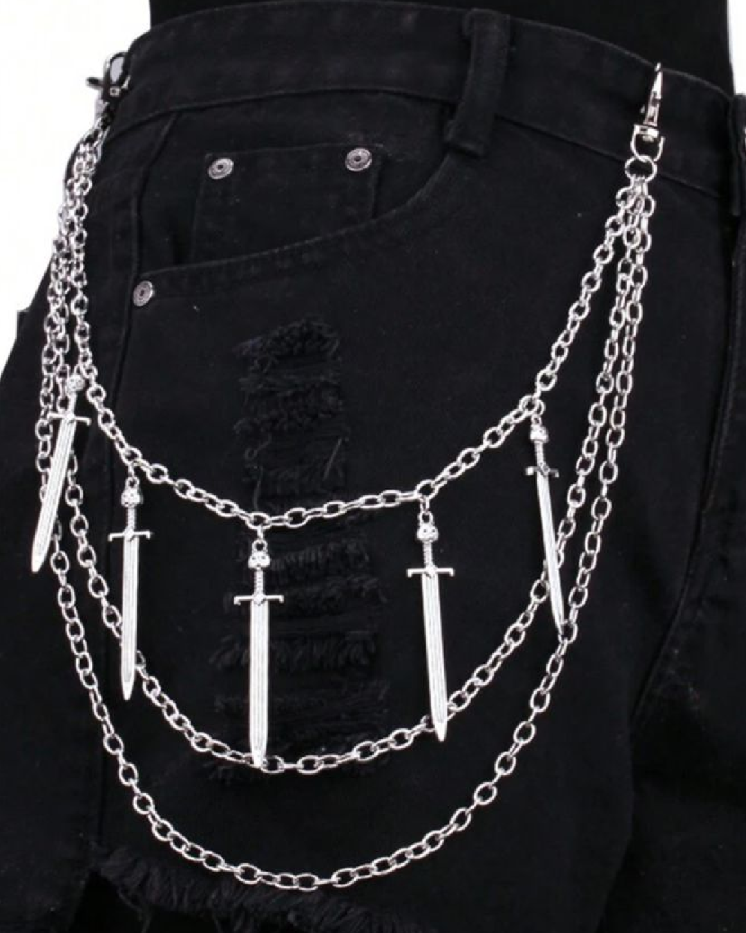 Cadena colgante lateral con espadas