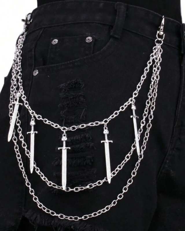 Cadena colgante lateral con espadas