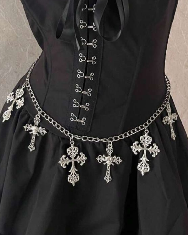 Cadena de cintura con cruces colgantes