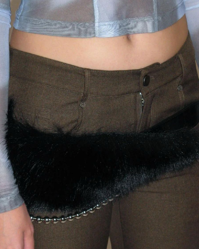 Cinturon de perlas colgantes con estilo peluche