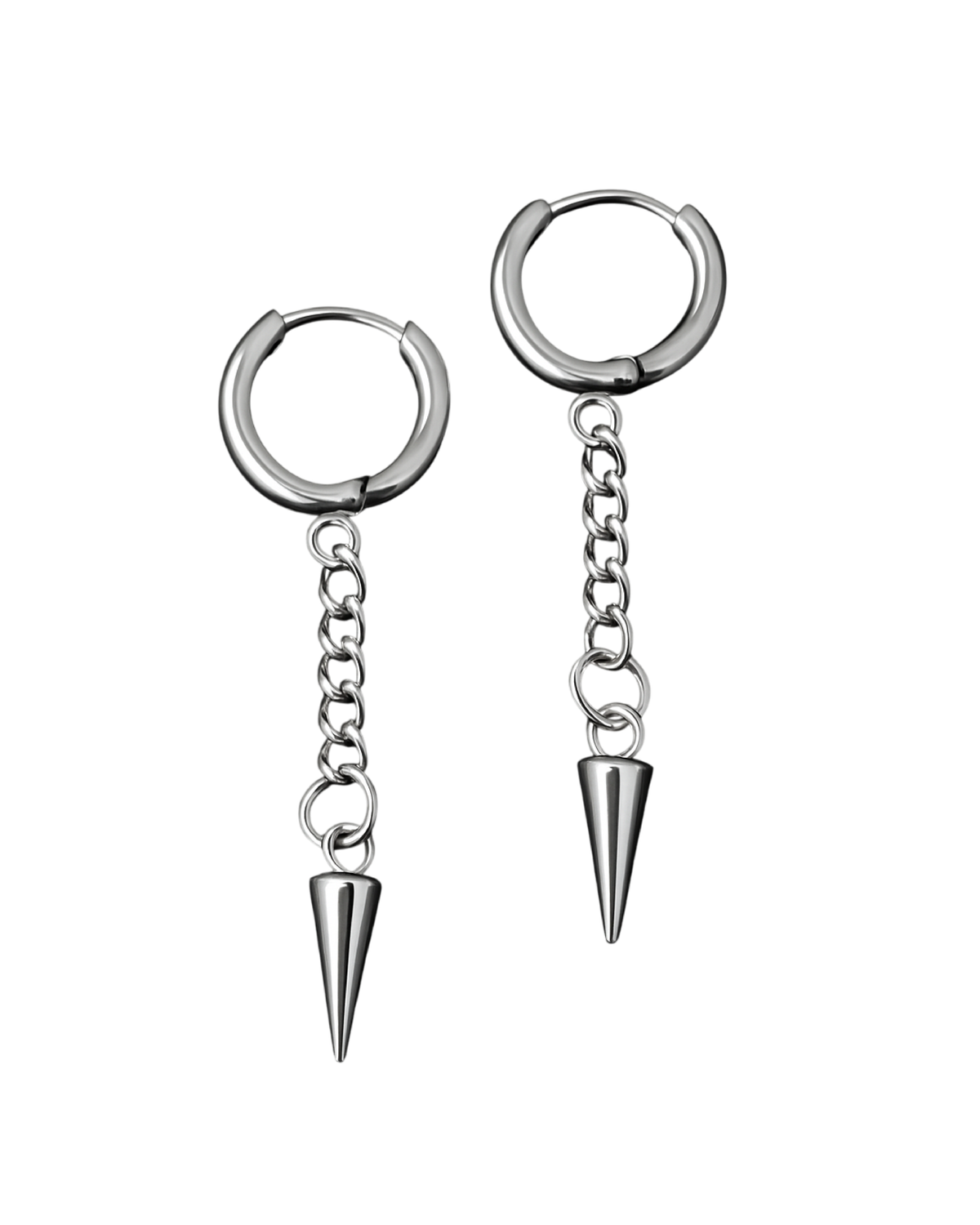 Aretes con cadena y púas colgantes