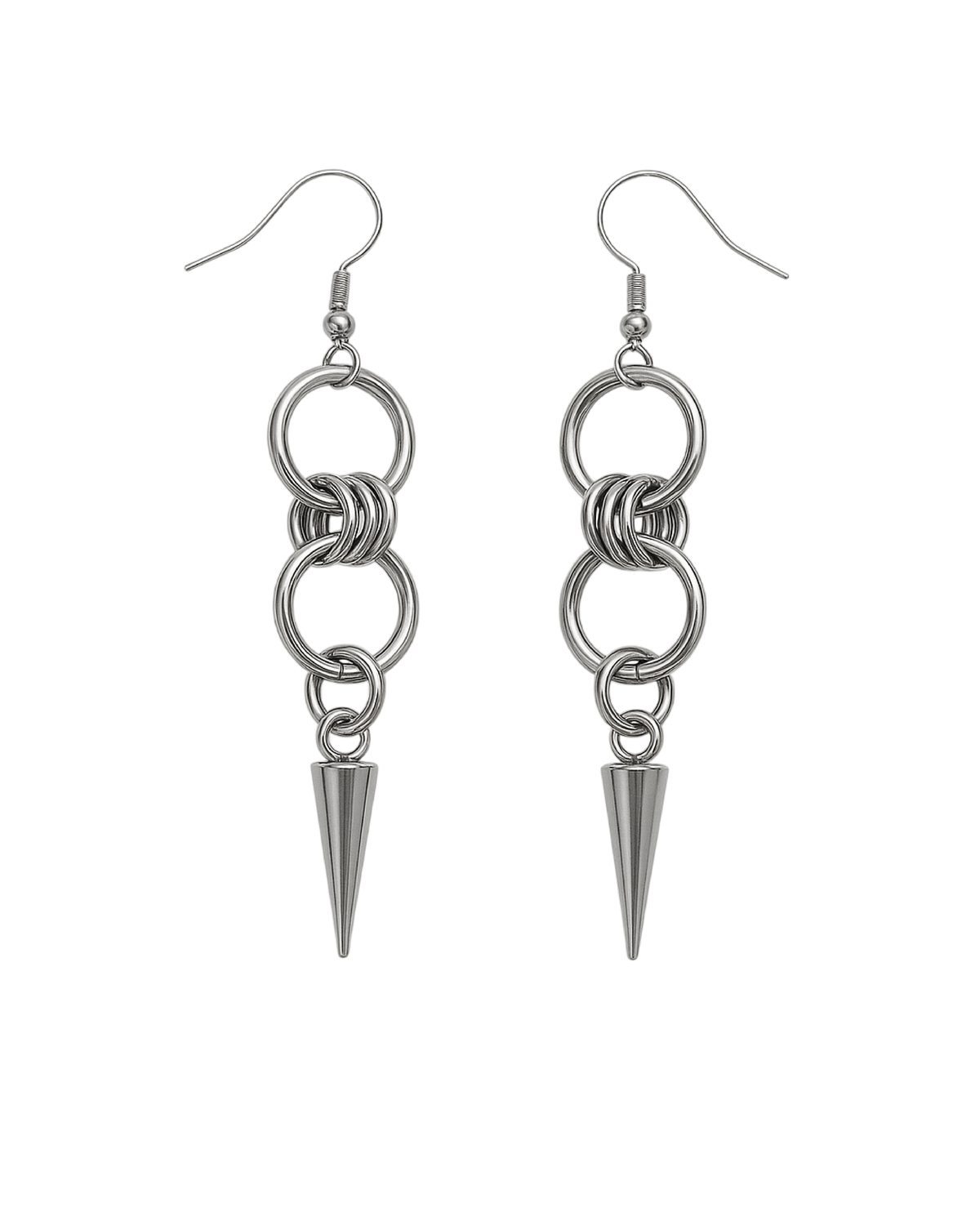 Aretes largos de púas