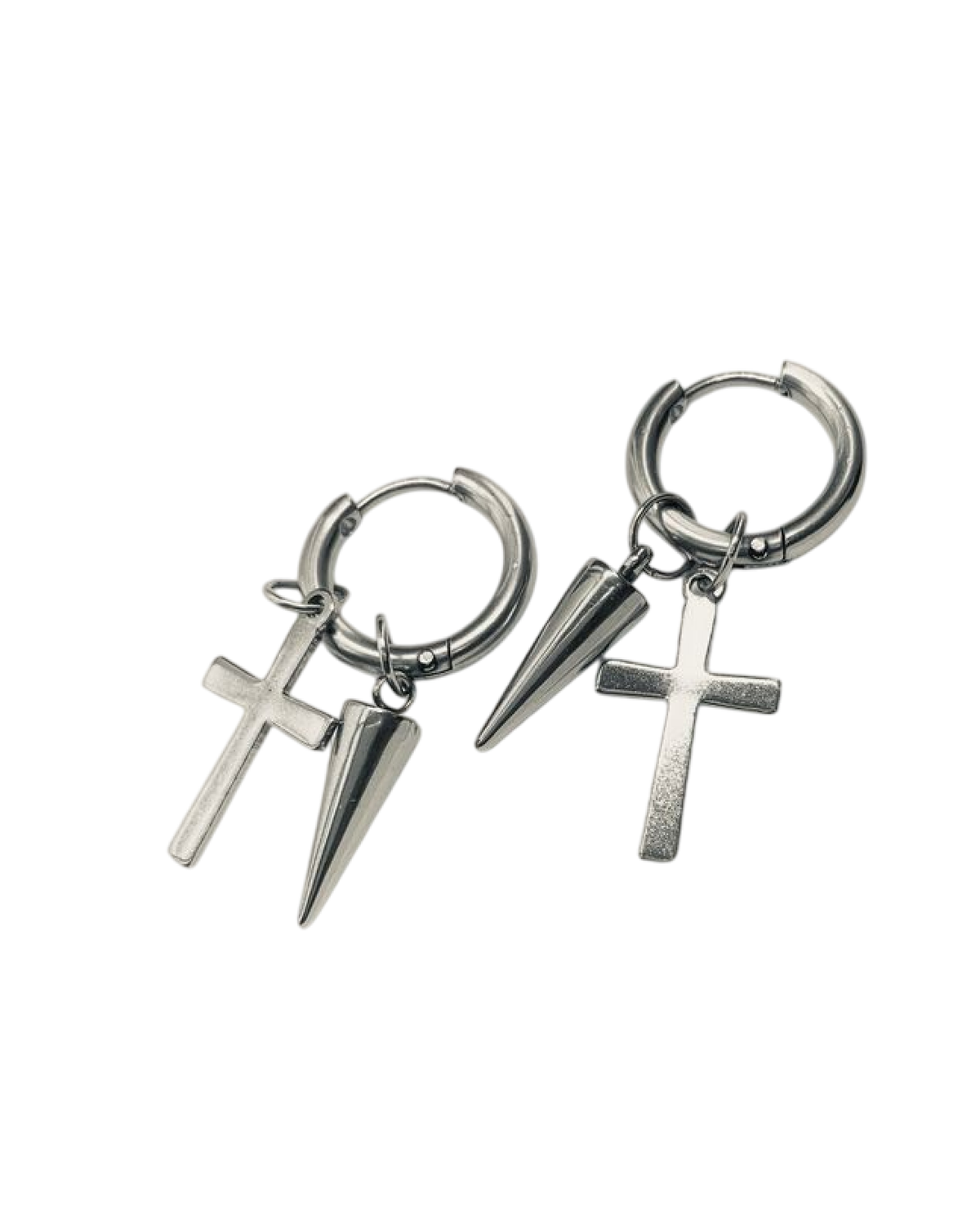 Aretes con púas y cruz