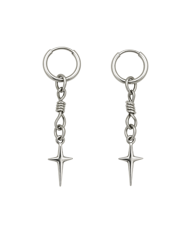 Aretes de púas con estrella colgante