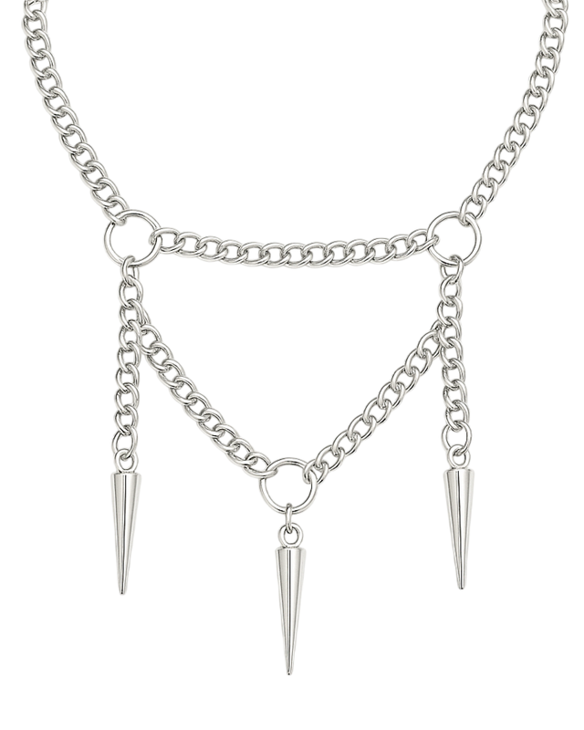 Collar estilo cascada con púas en las esquinas