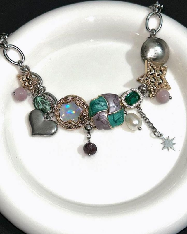 Choker de botones estilo chunky multicolor