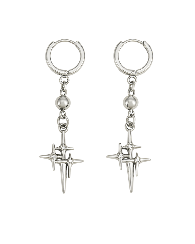 Aretes largos con diseño de estrella