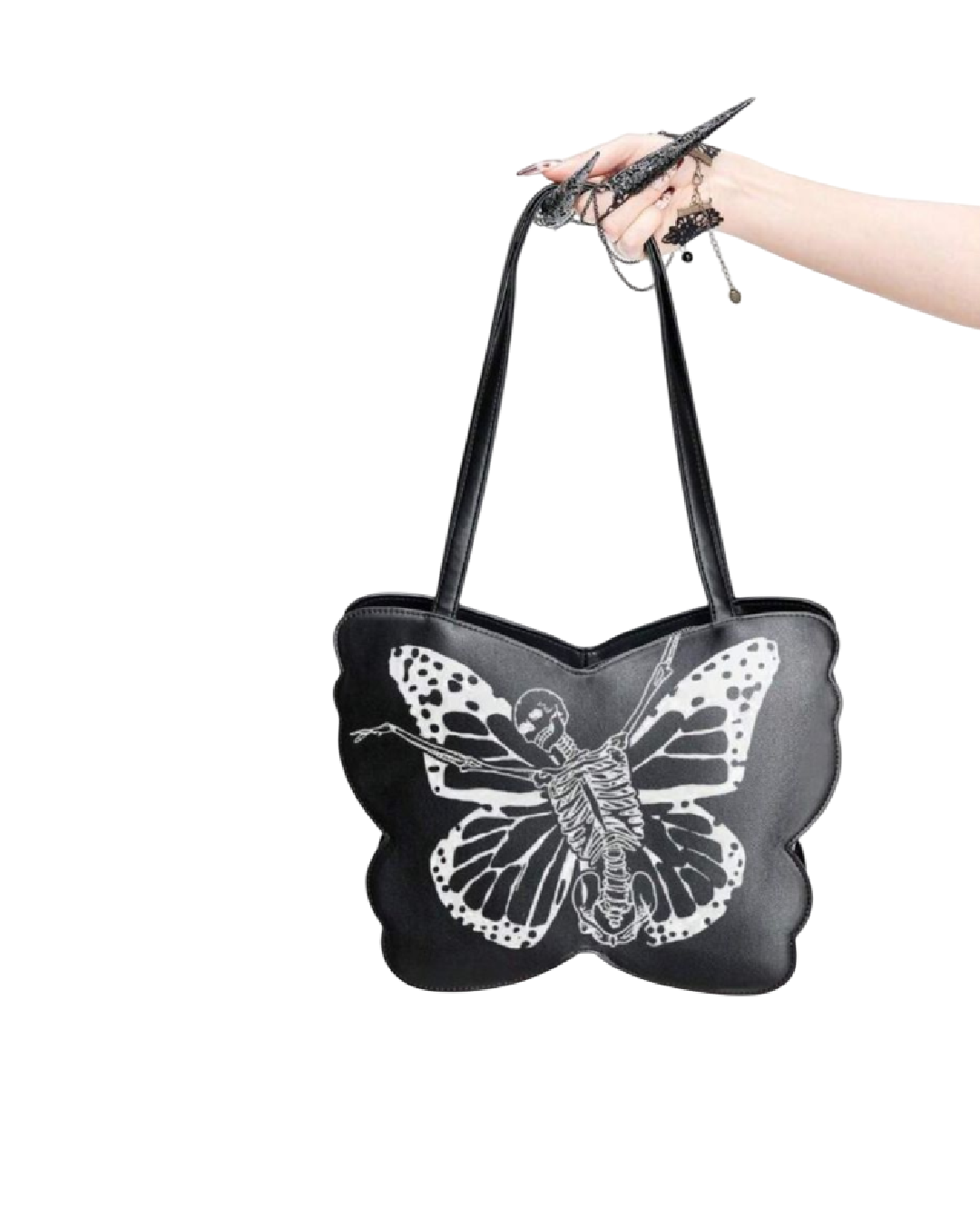 Bolso de Hombro con Estampado de Mariposa y Calaver