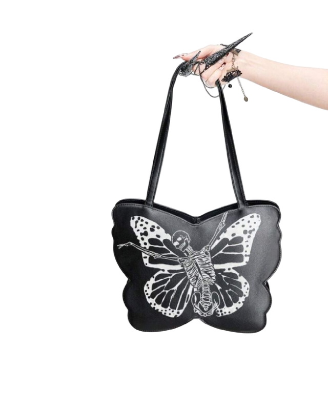 Bolso de Hombro con Estampado de Mariposa y Calaver