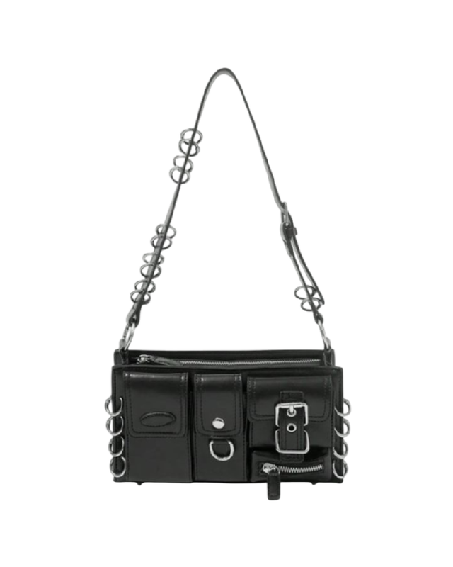 Bolso estilo Baguette con Remaches y Múltiples Compartimentos