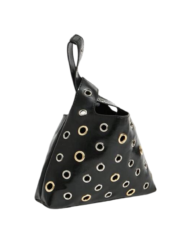 Bolso de Mano con Remaches Plateados
