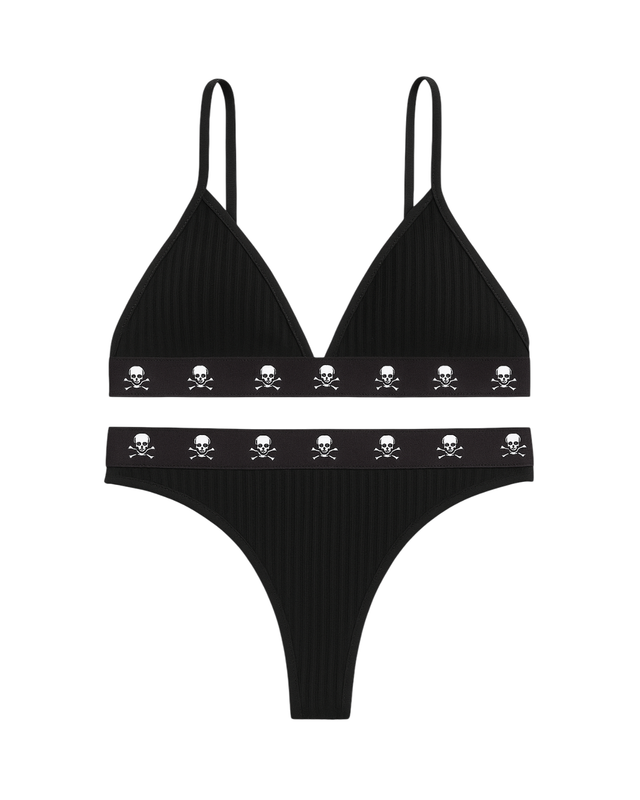 Lencería con estampado de calaveras