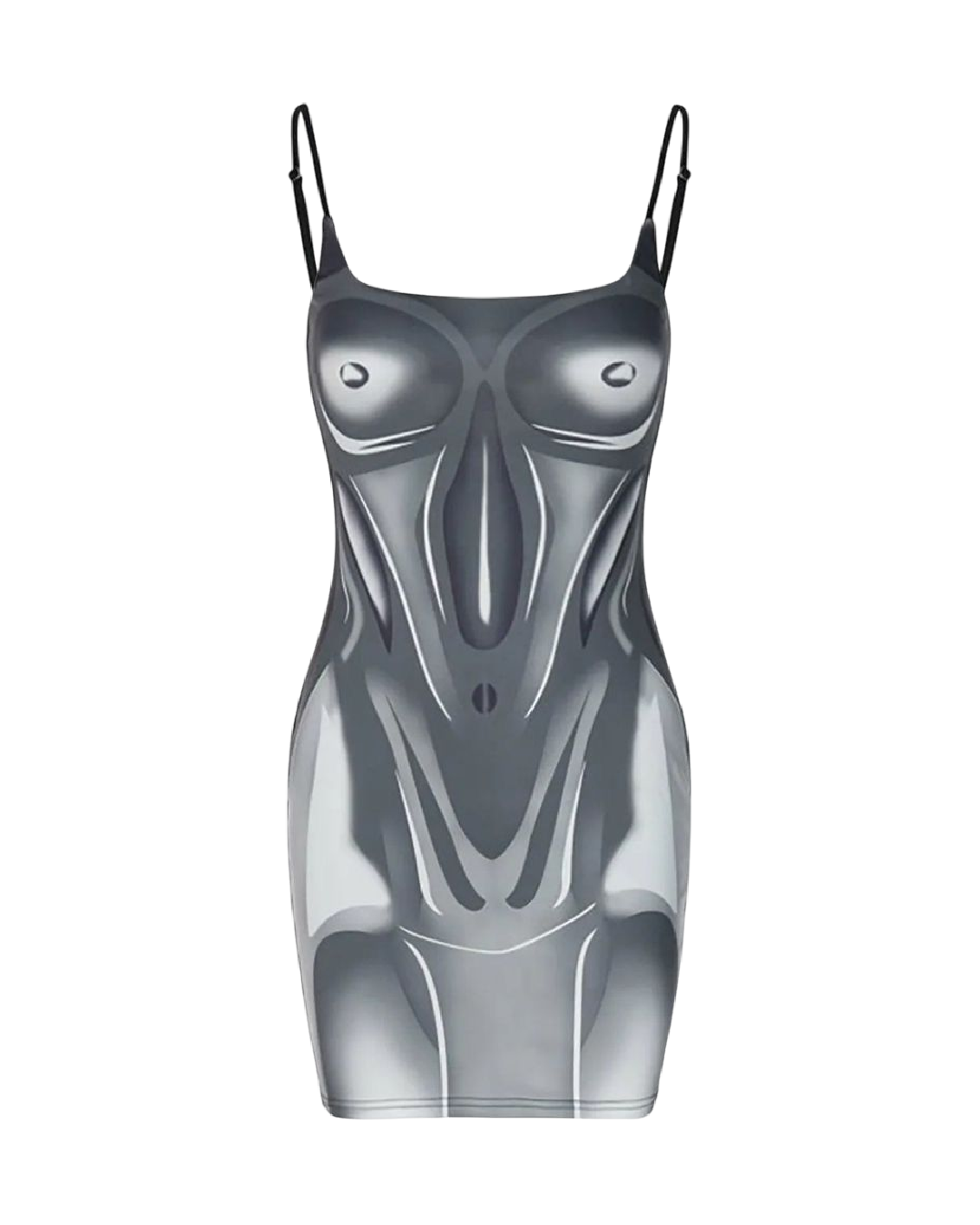 Vestido corto con diseño de cuerpo humano