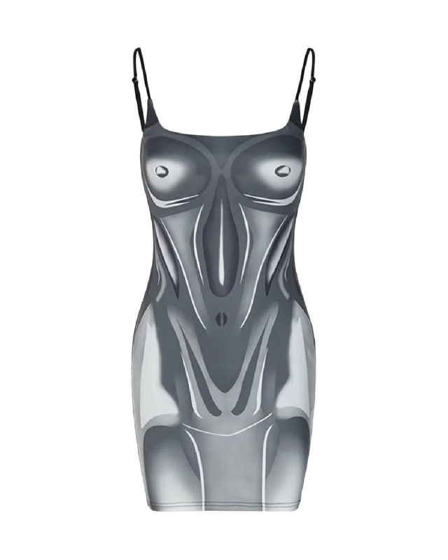 Vestido corto con diseño de cuerpo humano
