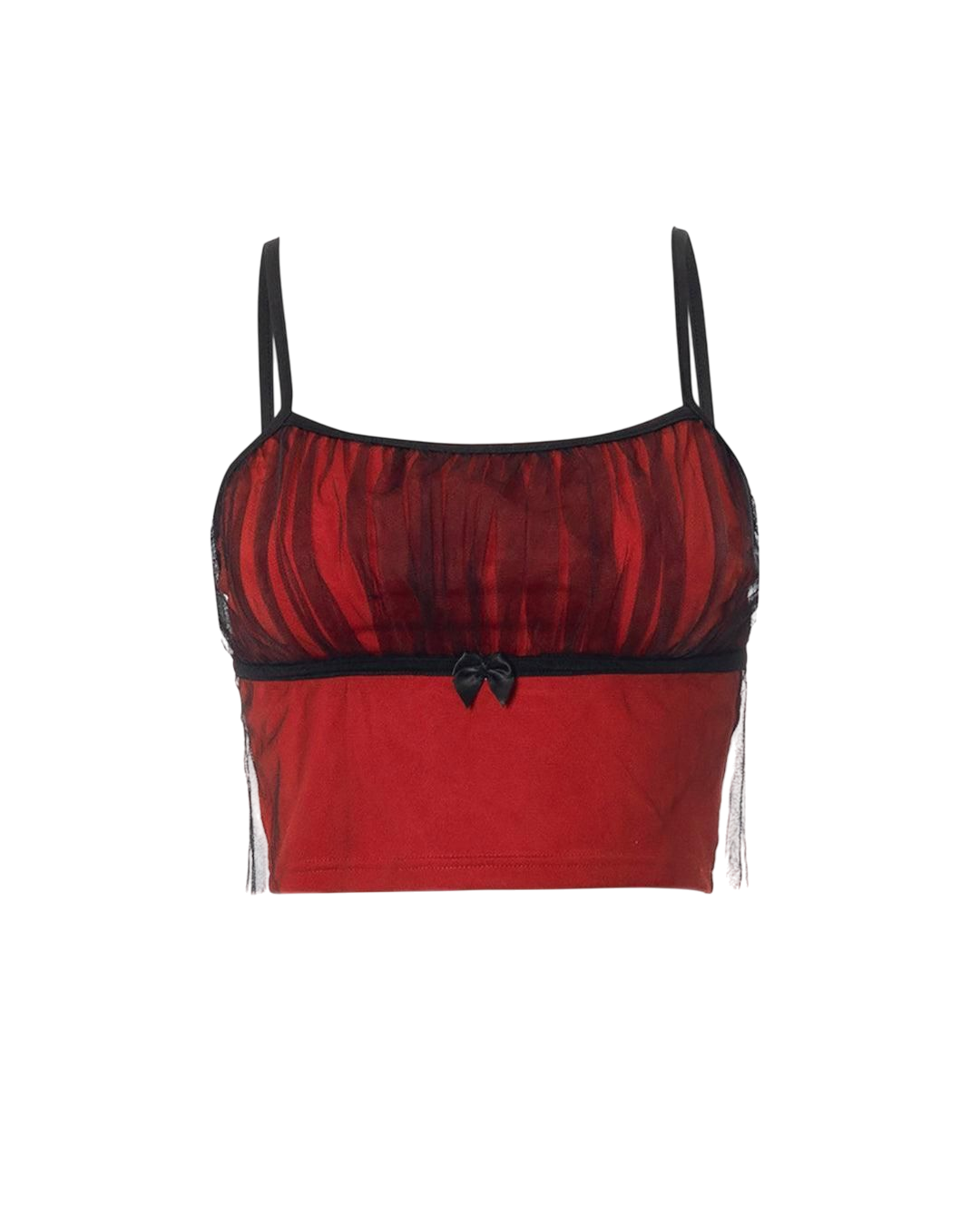 Top rojo con encaje y moña