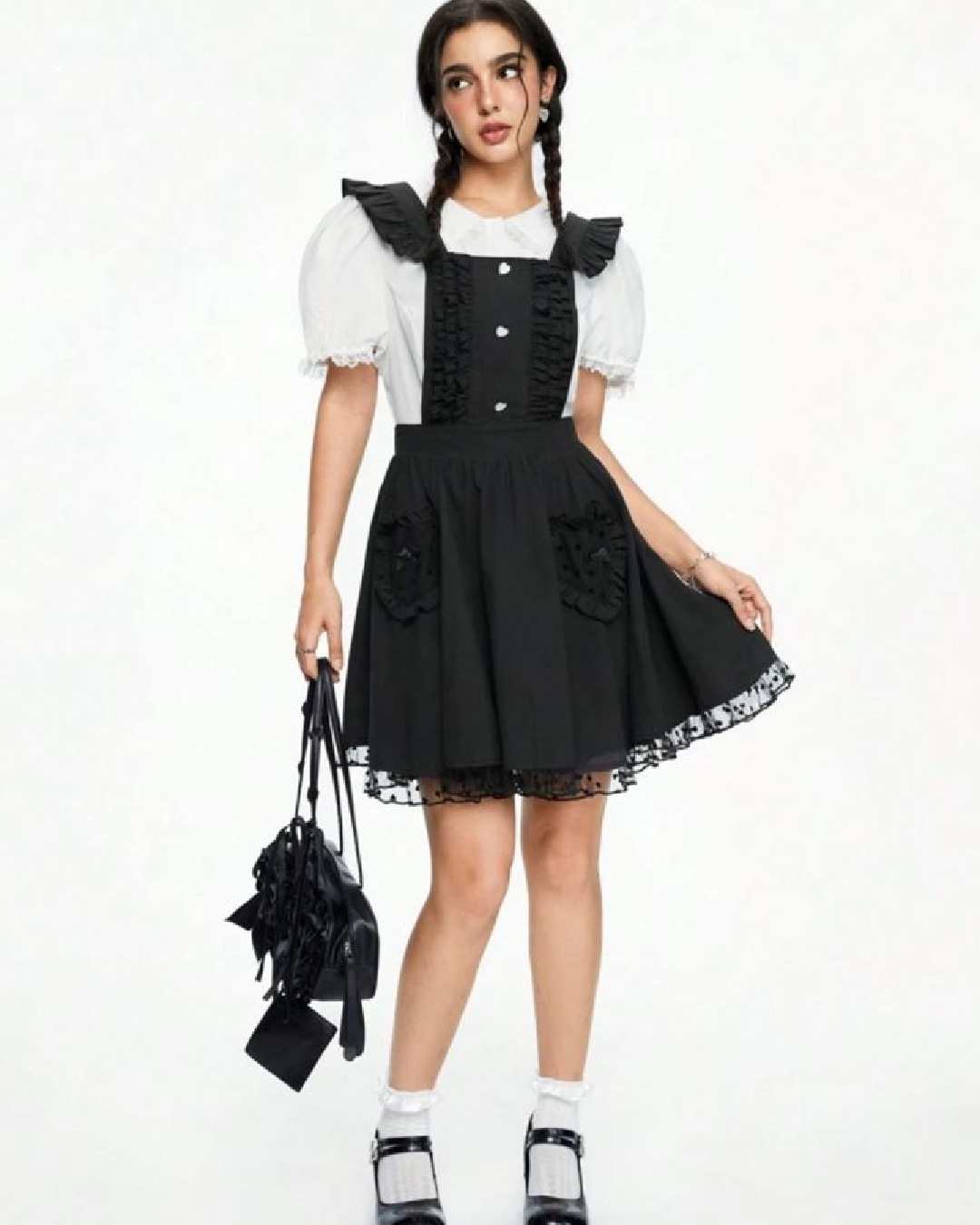 Vestido tipo overol con encaje