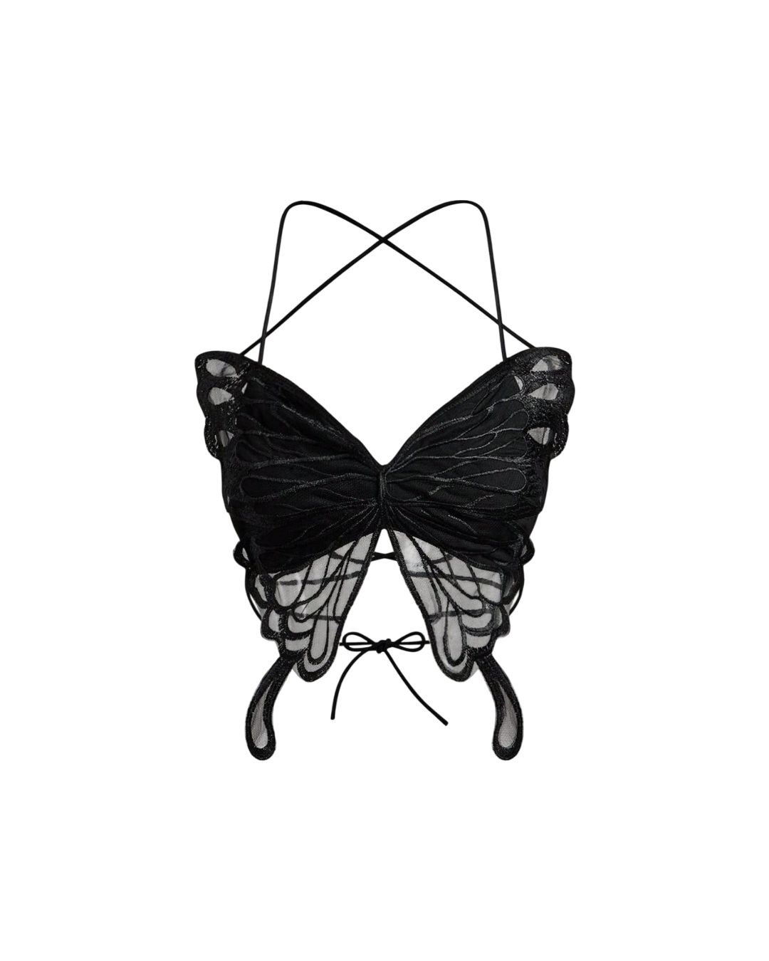 Top de encaje con diseño de mariposa