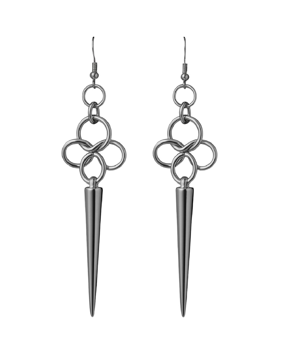 Aretes largos con diseño de círculos y púas