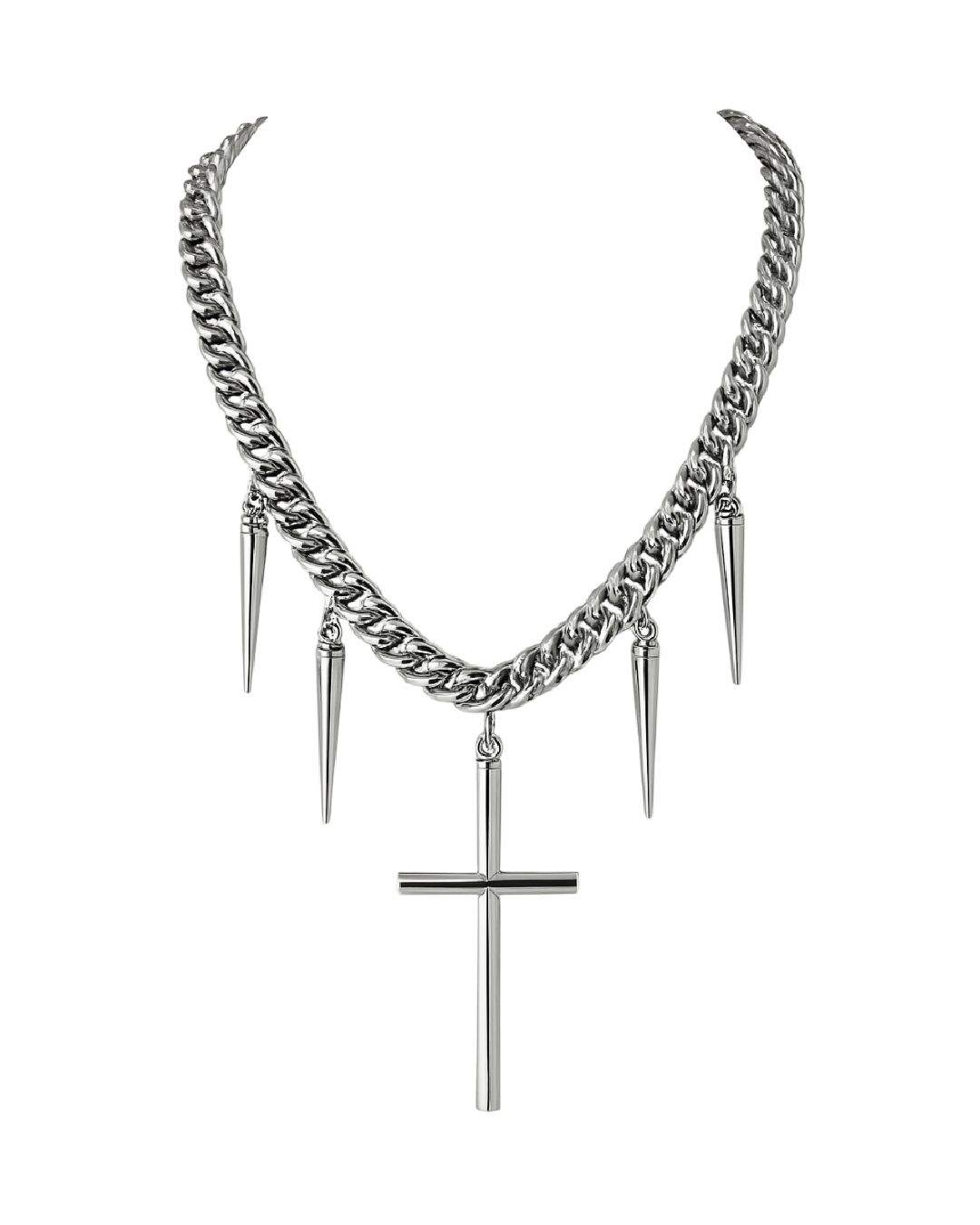 Collar chunky con espadas y cruz colgante