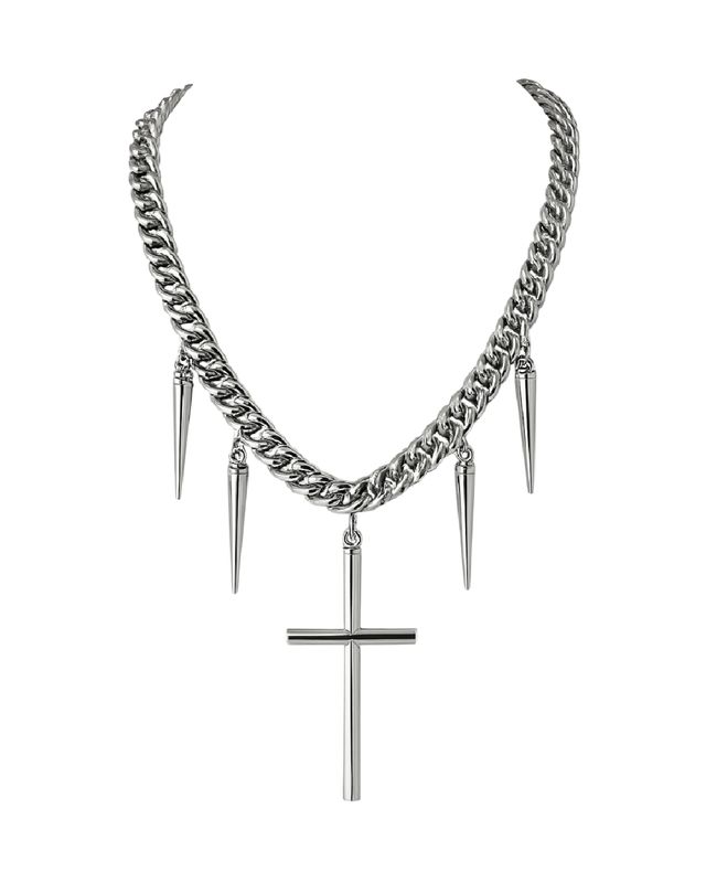 Collar chunky con espadas y cruz colgante