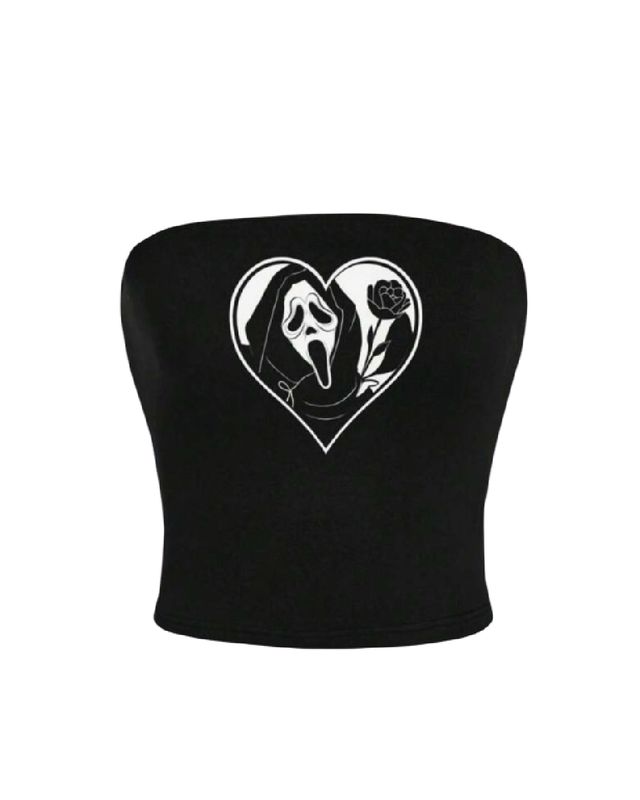 Top Estampado Ghostface con Ajuste Fruncido