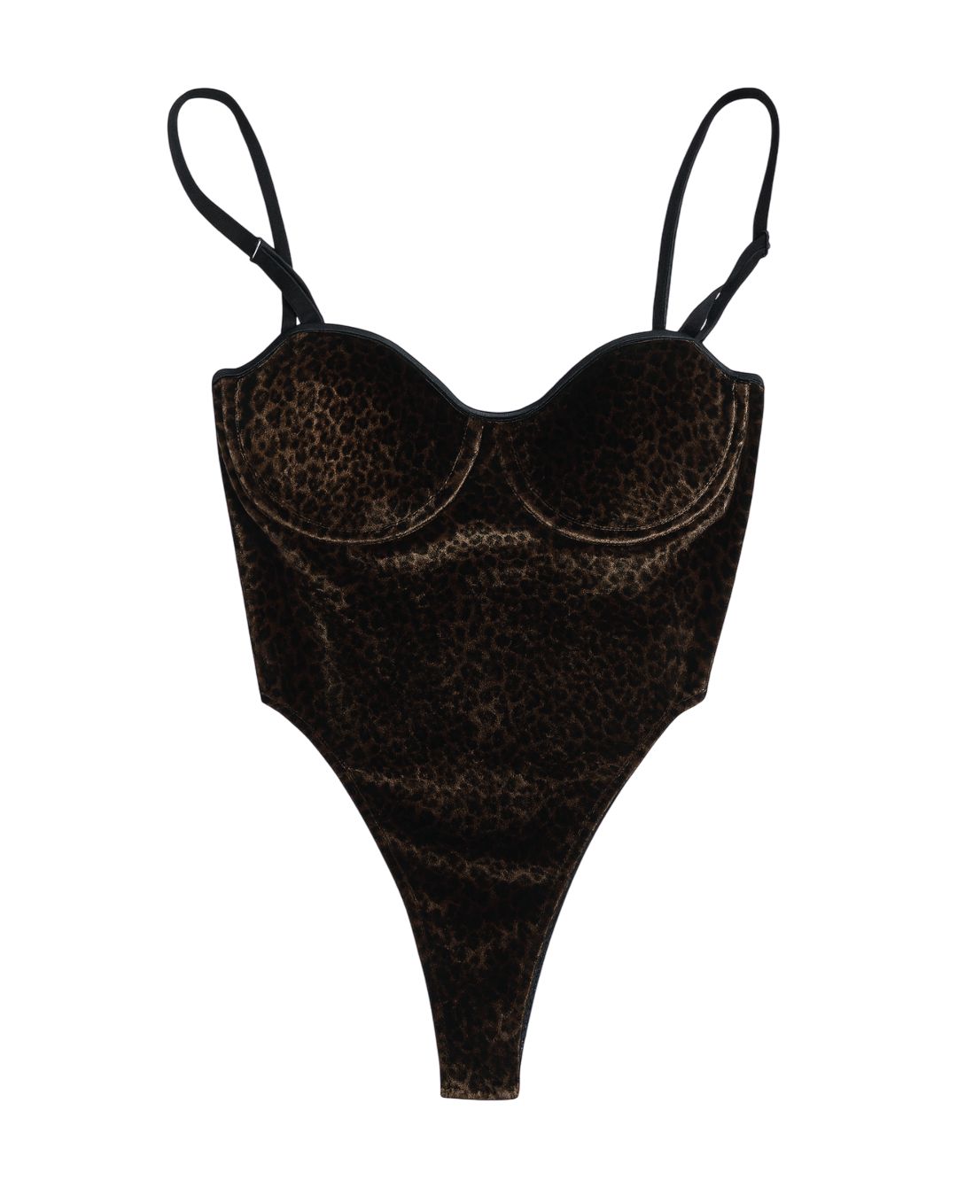 Body velvet animal print de cintura alta