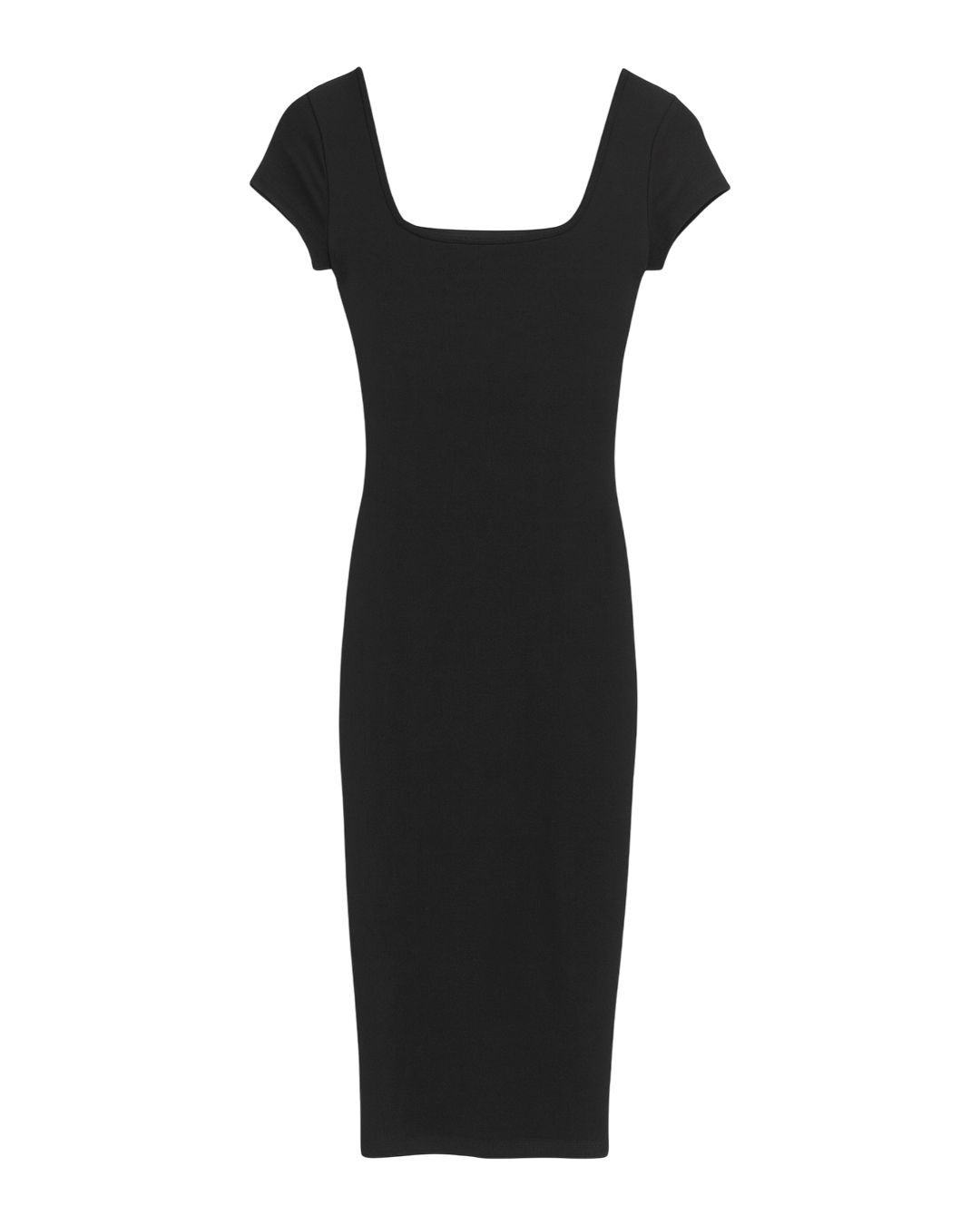 Vestido midi canalé negro