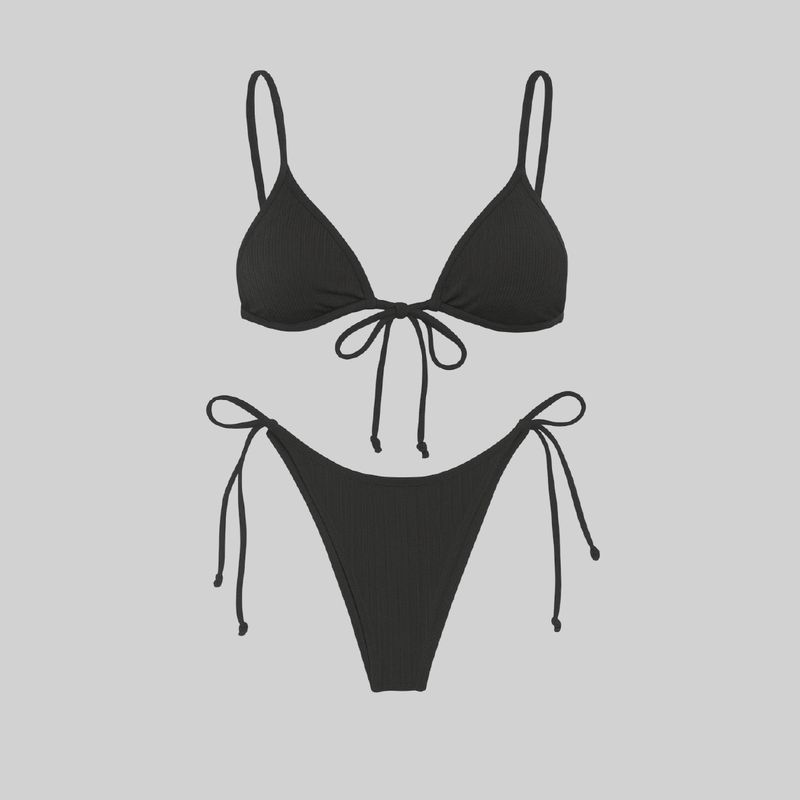Bikini negro de 2 piezas con apertura frontal
