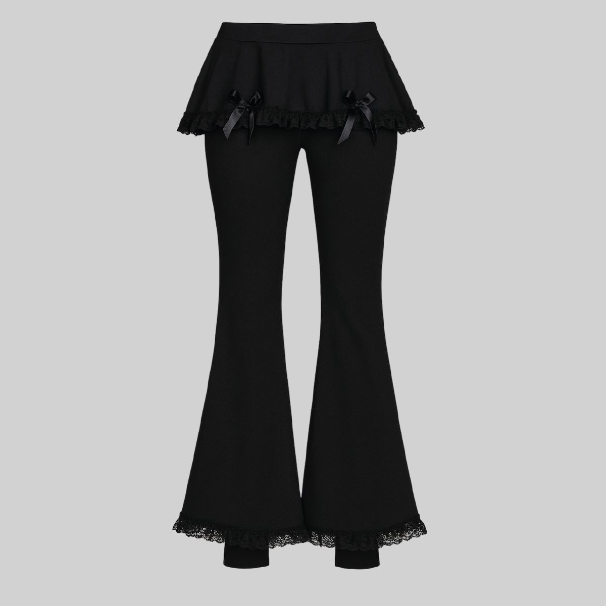 Pantalón acampanado con sobrefalda integrada