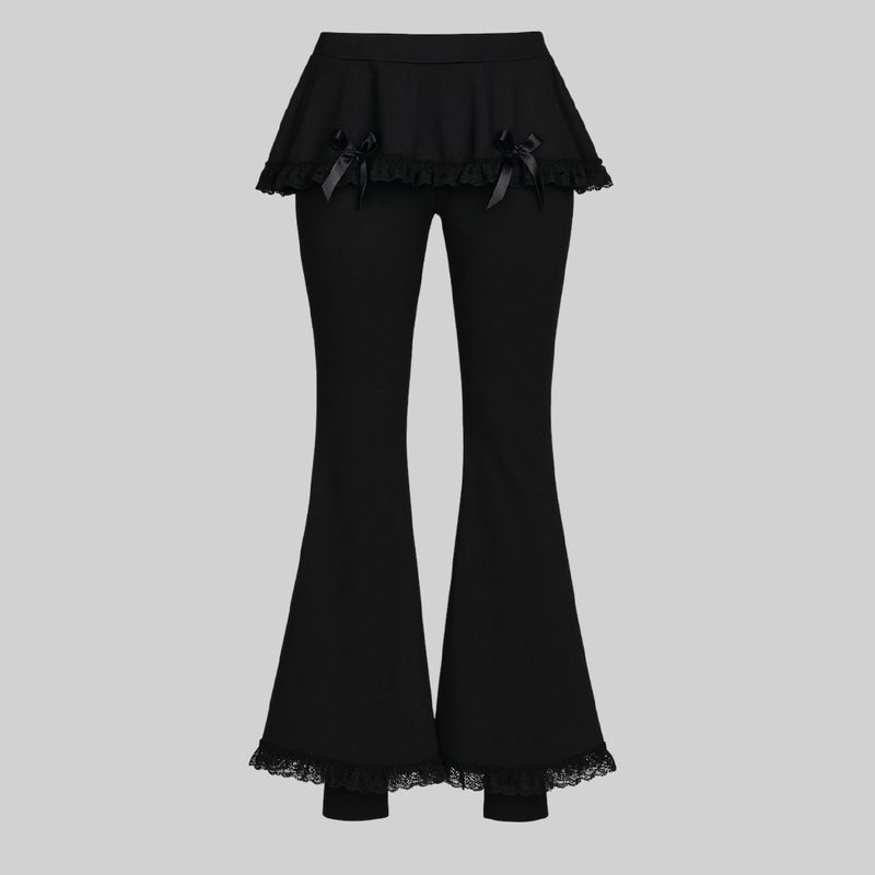 Pantalón acampanado con sobrefalda integrada