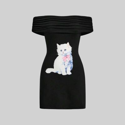 Vestido Off-Shoulder de Gato