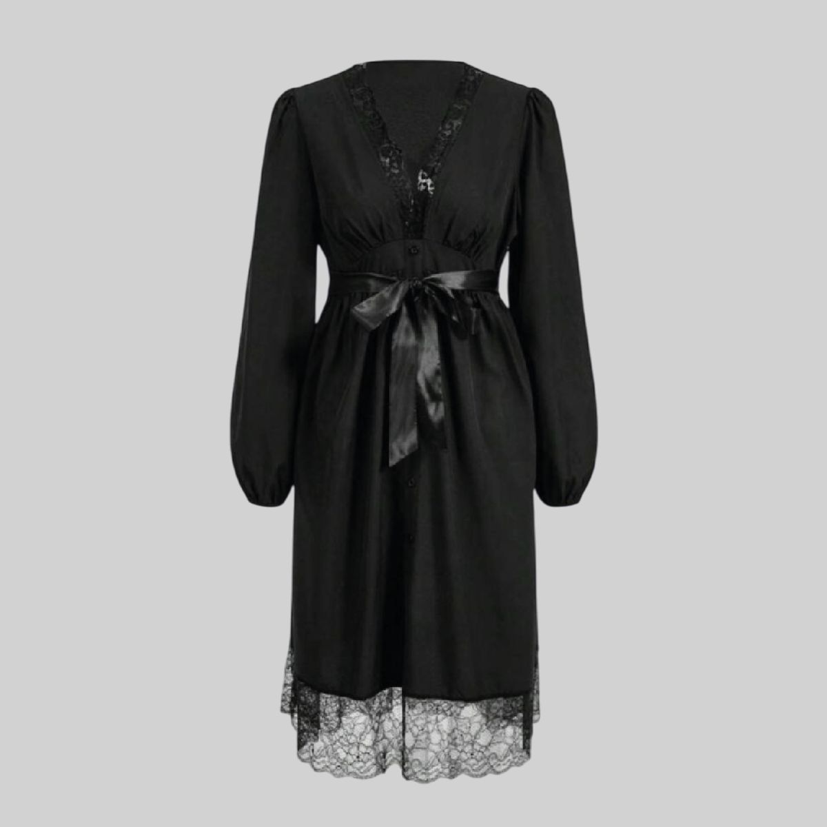 Vestido gótico midi con encaje y cordón