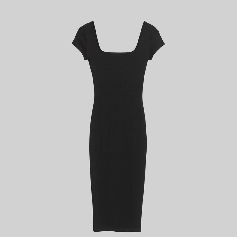 Vestido midi canalé negro