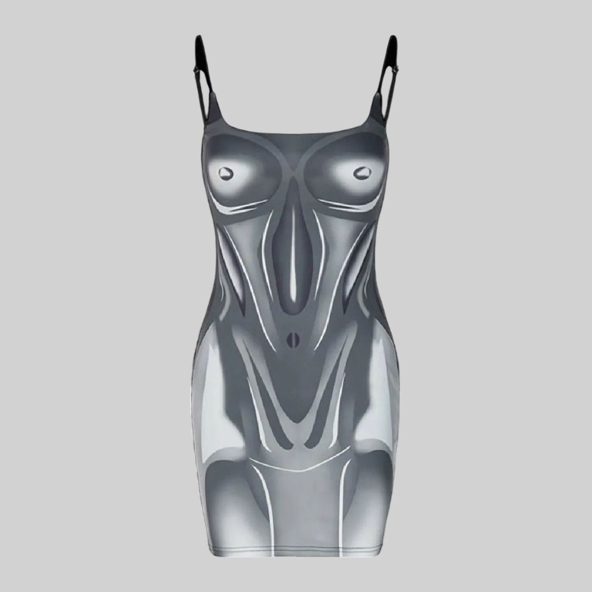 Vestido corto con diseño de cuerpo humano